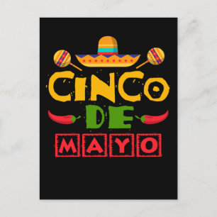 Mexikansk Fiesta Sombrero Glad Cinco De Mayo Vykort