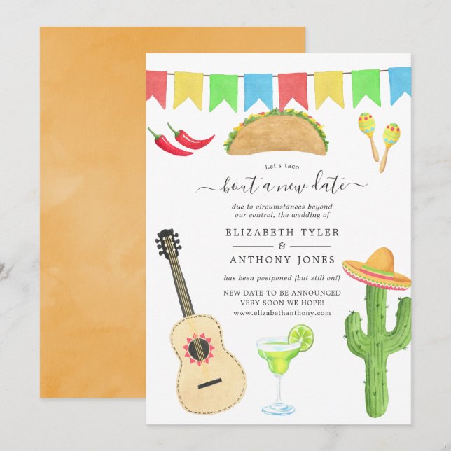 Mexikansk Fiesta Taco 'bout en ny datum bröllop Inbjudningar (Fram/baksida)