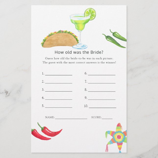 Mexikansk Fiesta Taco 'bout Love Bröllopsduschspel (Framsida)