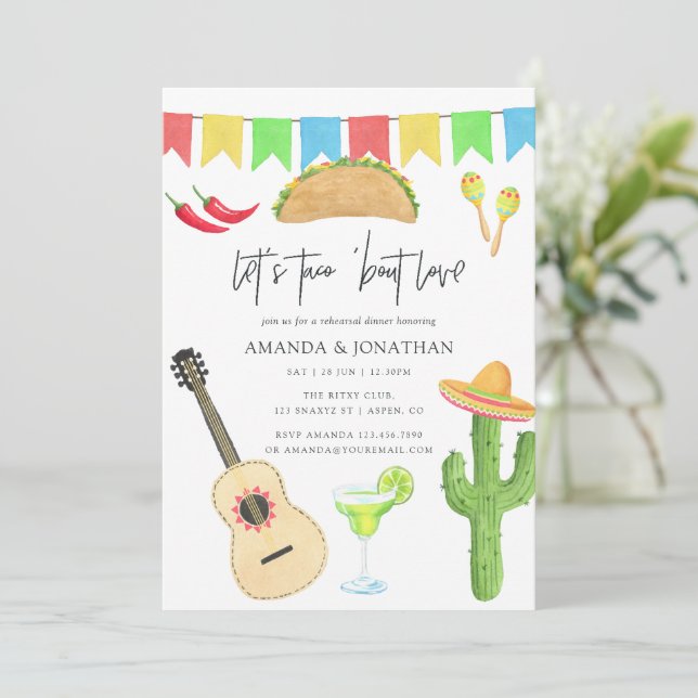 Mexikansk Fiesta Taco 'bout Love Övningsmiddag Inbjudningar (Stående Fram)