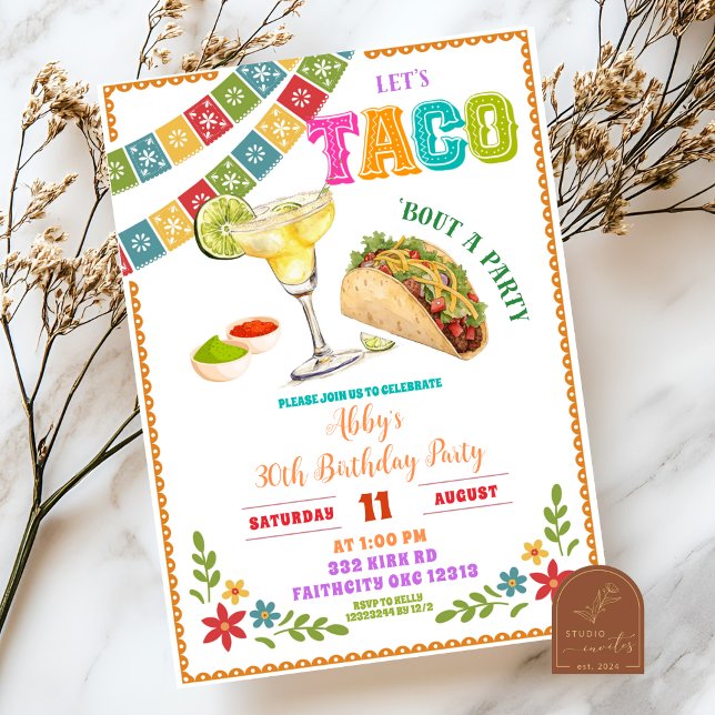 Mexikansk Fiesta Taco om en födelsedagsfest Inbjudningar (Skapare uppladdad)