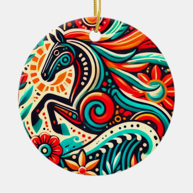 Mexikansk fiestahäst julgransprydnad keramik (Framsidan)