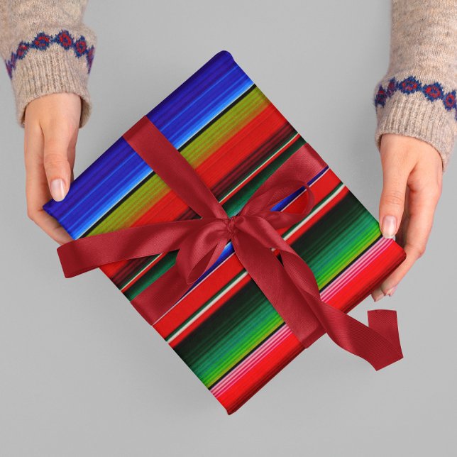 Mexikansk filt Fiesta-ränder Färgrik Sarape Presentpapper (Skapare uppladdad)