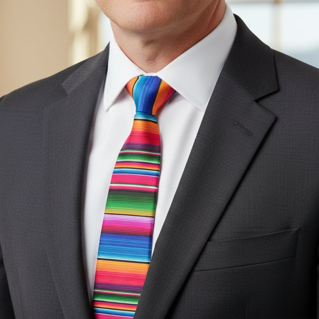 Mexikansk filt Fiesta-ränder Färgrik Sarape Slips (Skapare uppladdad)