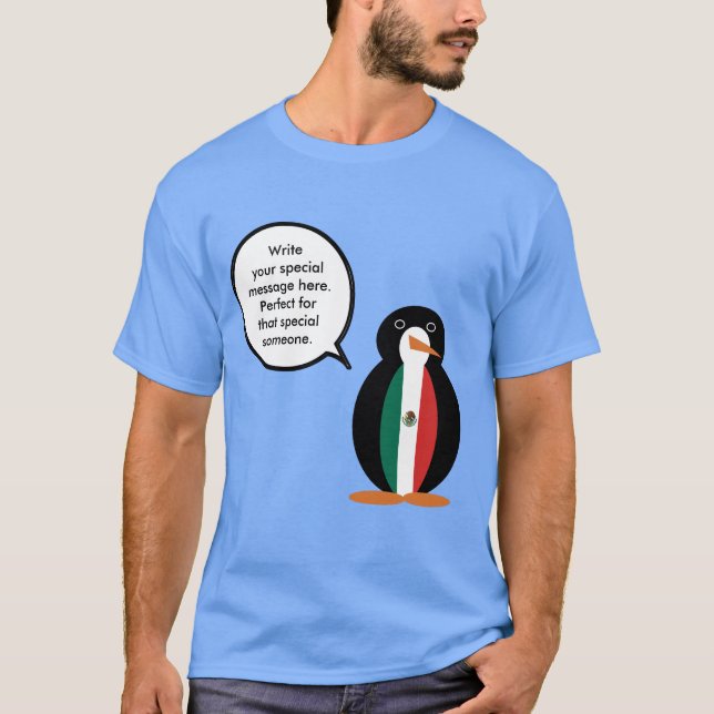 Mexikansk flagg som pratar Ms. Penguin Herrar T Shirt (Framsida)