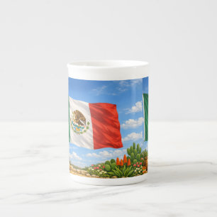Mexikansk flagga benporslin mugg