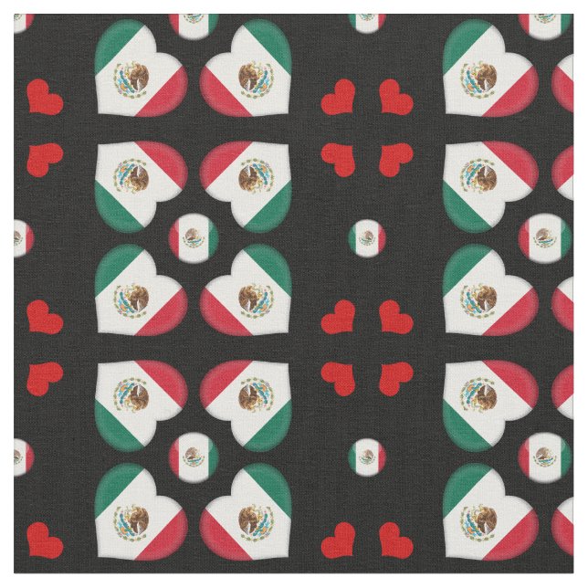 Mexikansk Flagga & Mexico Heart mode Fabric Tyg (Närbild)