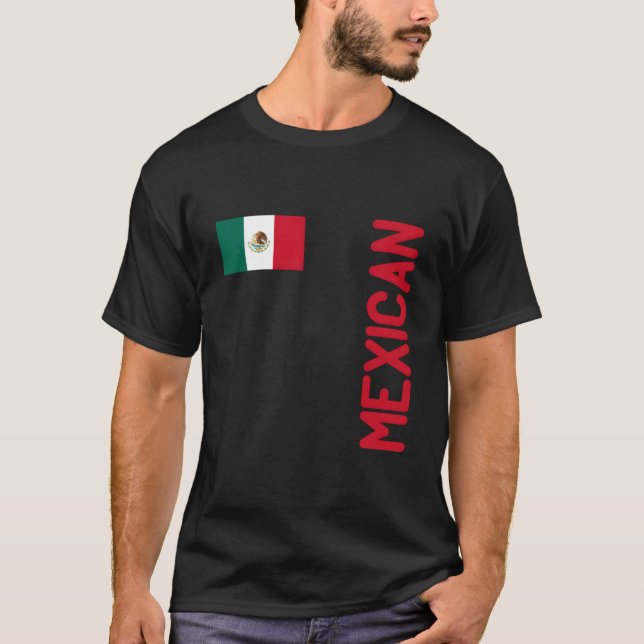 Mexikansk flagga och mexikanska rötter t shirt (Framsida)