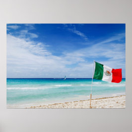 Mexikansk Flagga på en beach Poster