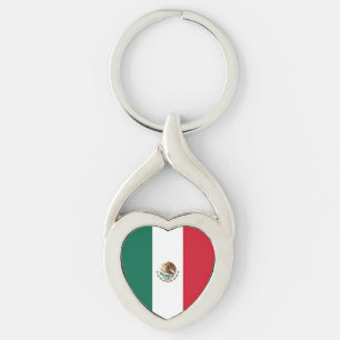 Mexikansk flagga twisted heart silverfärgad nyckelring