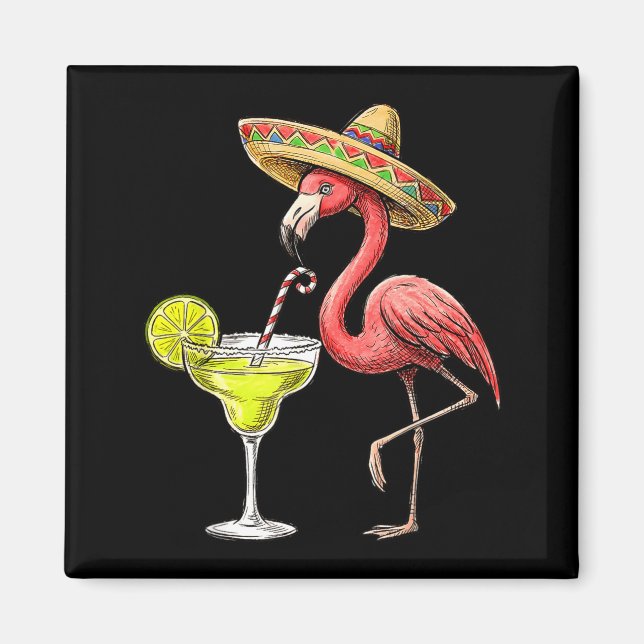 Mexikansk flamingo sombrero margarita cinco de may magnet (Framsidan)