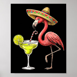 Mexikansk flamingo sombrero margarita cinco de may poster
