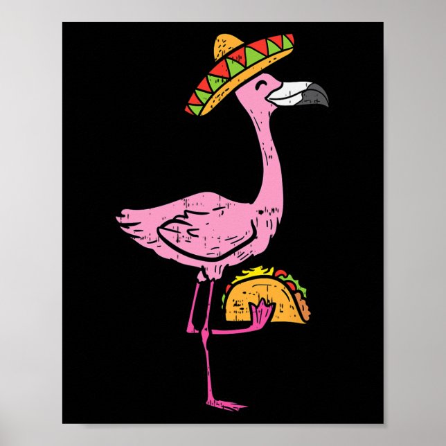 Mexikansk Flamingo Tacos Söt Cinco De Mayo Fest A Poster (Framsidan)