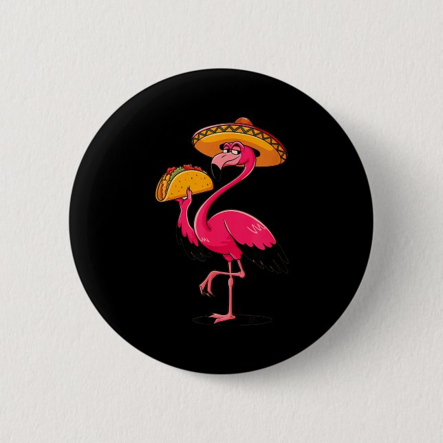 Mexikansk flamingo tacos söt cinco de mayo fiesta knapp (Framsida)