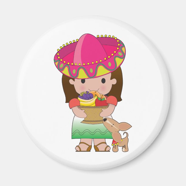 Mexikansk flicka och Hund Magnet (Framsidan)