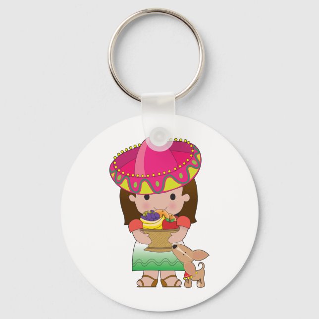 Mexikansk flicka och Hund Nyckelring (Framsida)