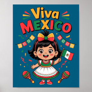 Mexikansk flicka viva mexico t-shirt mexikansk fla poster