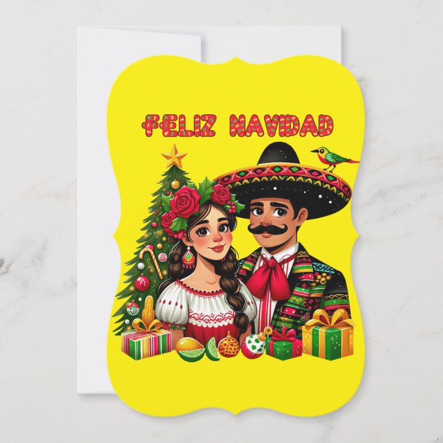 Mexikansk flickman julgran Feliz Navidad art (Framsida)