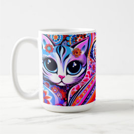 Mexikansk folkart Abstrakt Kattunge Talavera Stil Kaffemugg