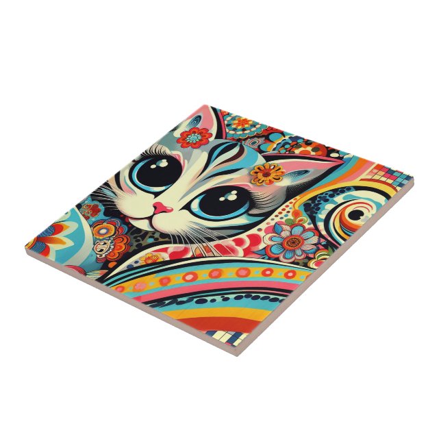 Mexikansk folkart Abstrakt Kattunge Talavera Stil Kakelplatta (Sidan)