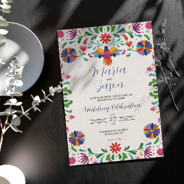 Mexikansk folkart färgfull Blommigt Fiesta Bröllop Inbjudningar