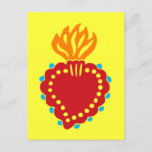 Mexikansk folkart Helig Heart Vykort