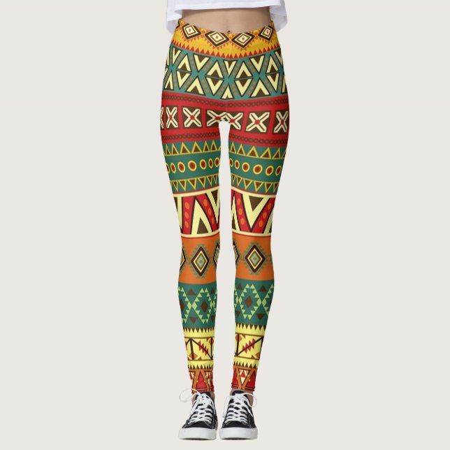 Mexikansk folkart Mönster Leggings (Framsida)