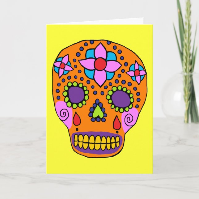 Mexikansk folkart Sugar Skull Kort (Framsida)