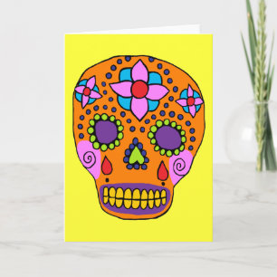 Mexikansk folkart Sugar Skull Kort