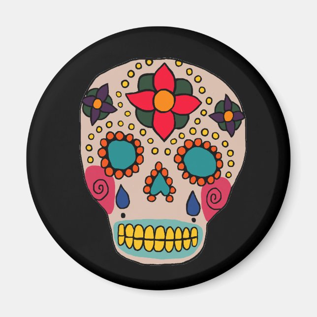 Mexikansk folkart Sugar Skull Magnet (Framsidan)