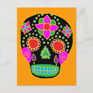 Mexikansk folkart Sugar Skull Vykort