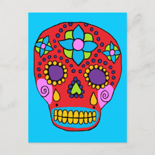 Mexikansk folkart Sugar Skull Vykort