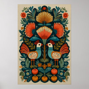 Mexikansk Folkkonst Fåglar Giclée Tryck Livets Trä