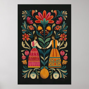 Mexikansk folkkonst Giclée tryck Träd des Livsfigu