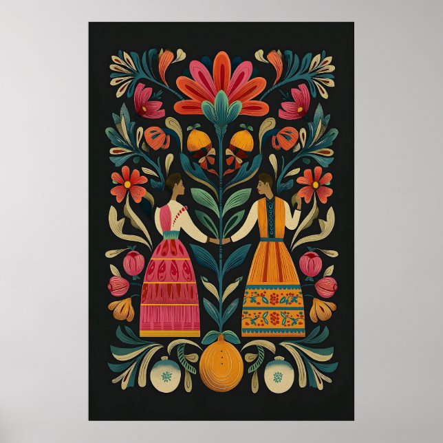 Mexikansk folkkonst Giclée tryck Träd des Livsfigu (Framsidan)