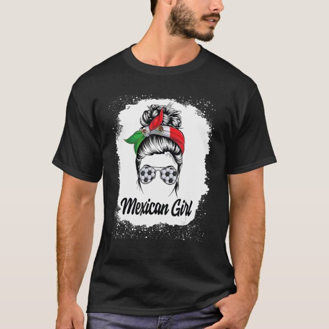 Mexikansk fotboll Messy Bun Flagga Mexico Pride Wo T Shirt (Framsida)