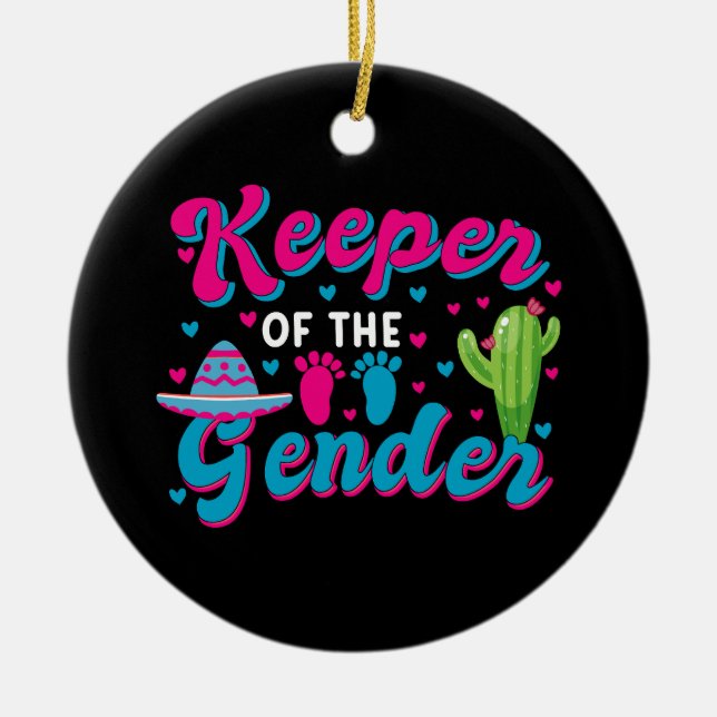 Mexikansk Gender Reveal Cinco de Mayo Baby Shower Julgransprydnad Keramik (Framsidan)
