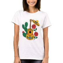 Mexikansk gitarr sombrero och kaktus fiesta design