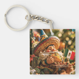 Mexikansk Gnome som äter en Taco iförd en Sombrero