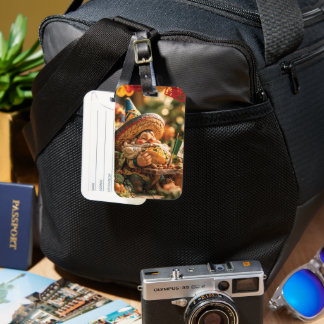 Mexikansk Gnome som äter en Taco iförd en Sombrero Bagagebricka