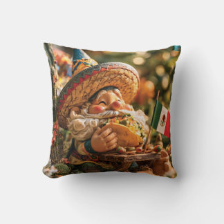 Mexikansk Gnome som äter en Taco iförd en Sombrero Kudde