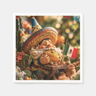 Mexikansk Gnome som äter en Taco iförd en Sombrero Pappersservett