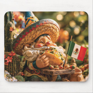 Mexikansk Gnome som bär en Sombrero och äter en Ta Musmatta