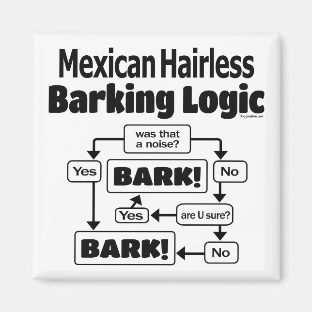Mexikansk hairless Barking Logic Magnet (Framsidan)