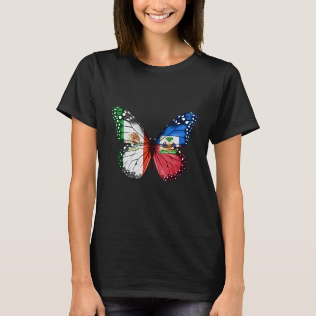 Mexikansk haitisk Flagga Butterfly T Shirt (Framsida)