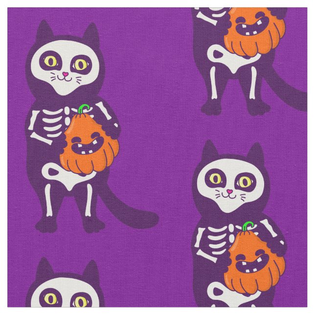 mexikansk halloween-kattskeletonpumpa tyg (Närbild)