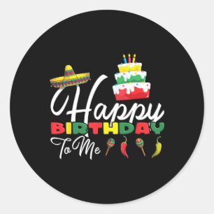 Mexikansk holliday Sombrero Cute Cake Grattis på f Runt Klistermärke