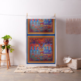 Mexikansk Huichol Garnmålning Peyote-design Tyg