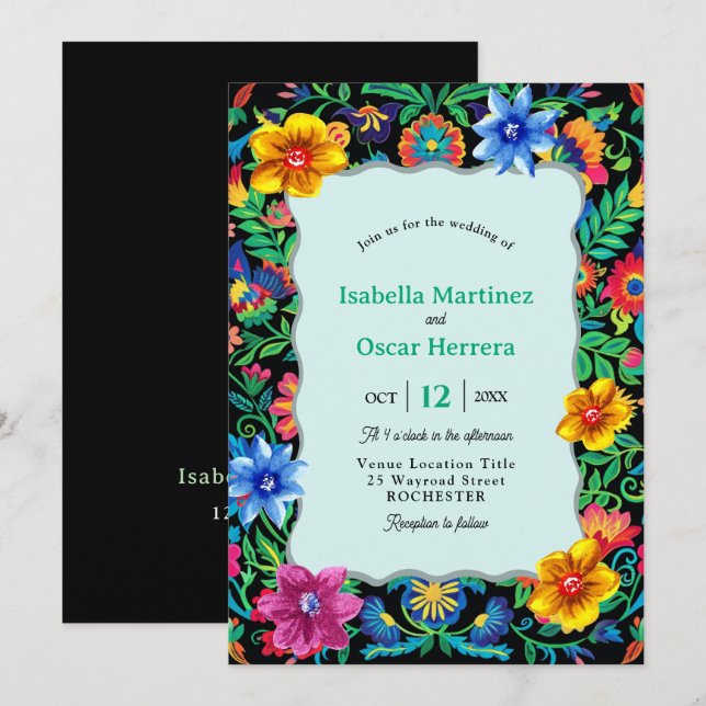 Mexikansk inbjudan till vattendörsbröllop (Fram/baksida)