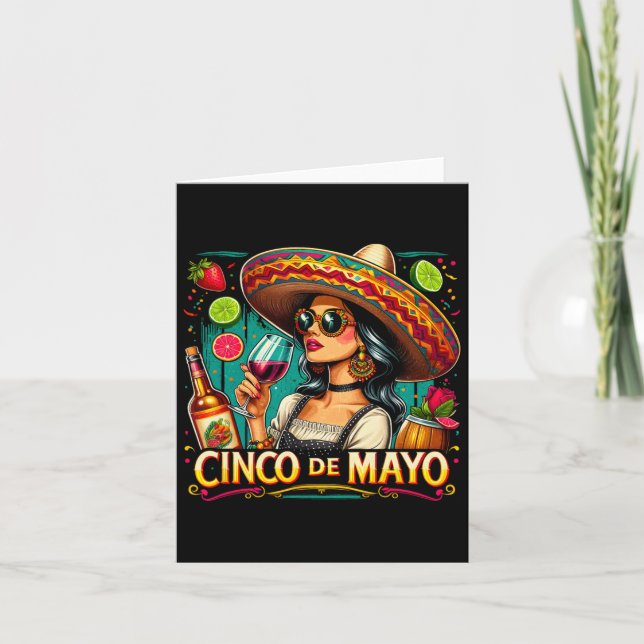 Mexikansk invandrare Cinco De Mayo Kvinna Rolig Ci Kort (Framsida)